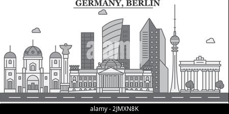 Deutschland, Skyline der Stadt Berlin isolierte Vektorgrafik, Ikonen Stock Vektor