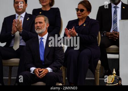 Bogota, Kolumbien. 07. August 2022. Der spanische König, Herr Präsident, Herr Präsident, Herr König, Herr Präsident, Herr Präsident, Herr Präsident, Herr Gustavo Petro, wurde am 7. August 2022 in Bogota, Kolumbien, eingeweiht. Foto: Chepa Beltran/Long Visual Press Kredit: Long Visual Press/Alamy Live News Stockfoto