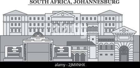 Südafrika, Skyline von Johannesburg isolierte Vektorgrafik, Ikonen Stock Vektor