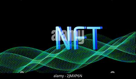 NFT nicht fungible Token finanzielle Sicherheit von digitalen Daten, die in Blockchain Distributed Ledger gespeichert sind Stockfoto