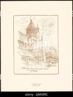 Thiede R., Hampsteat-Heath Church, London. (Aus: Reisestudien, Berlin 1910) (1910-1910): Perspektivische Ansicht. Druck auf Papier, 48,8 x 38,6 cm (einschließlich Scankanten) Stockfoto