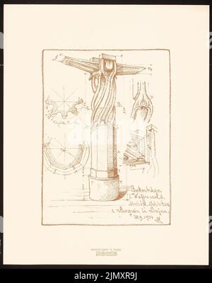 Thiede R., Burg Bischhöfliche, Burgrain. (Aus: Reisestudien, Berlin 1910) (1910-1910): Perspektivische Ansicht, Deckenträger geschnitten. Druck auf Papier, 49,5 x 39,1 cm (einschließlich Scankanten) Stockfoto