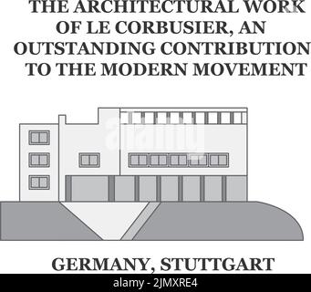 Deutschland, Stuttgart, Le Corbusier Skyline isolierte Vektorgrafik, Ikonen Stock Vektor