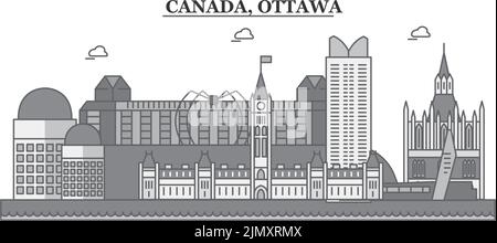 Kanada, Ottawa City Skyline isoliert Vektor Illustration, Symbole Stock Vektor