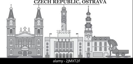 Tschechische Republik, Skyline der Stadt Ostrava isolierte Vektorgrafik, Ikonen Stock Vektor