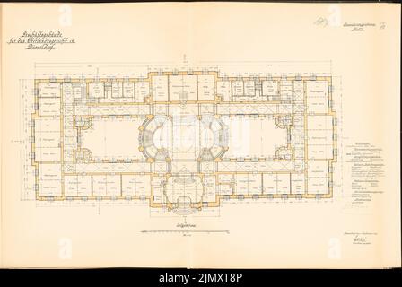 Unbekannter Architekt, Oberlandesgericht Düsseldorf (1910): Grundriss EG 1: 100. Lithographie auf Papier, 66,3 x 98,9 cm (einschließlich Scankanten) Stockfoto