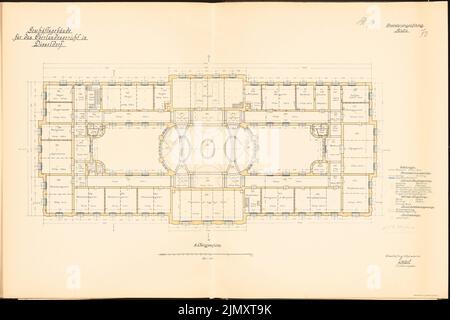 Unbekannter Architekt, Oberlandesgericht Düsseldorf (1910): Grundriß 1: 100. Lithographie auf Papier, 66,4 x 99,8 cm (einschließlich Scankanten) Stockfoto