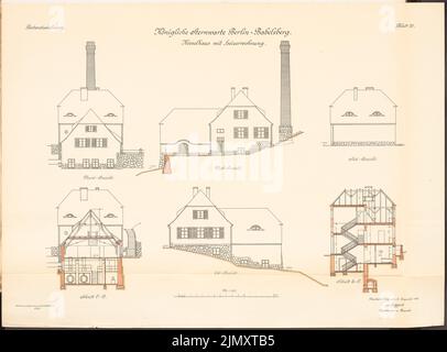 Unbekannter Architekt, Sternwarte Potsdam-Babelsberg (1914-1918): Kesselhaus mit Heizung Wohnung 1: 100. Lithographie auf Papier, 55,7 x 75,4 cm (einschließlich Scankanten) Stockfoto