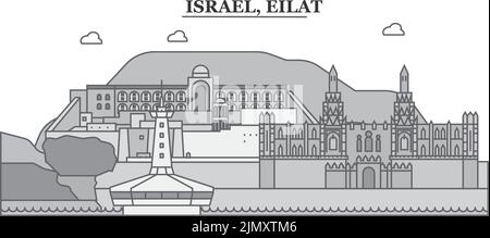 Israel, Skyline von Eilat, isolierte Vektorgrafik, Ikonen Stock Vektor