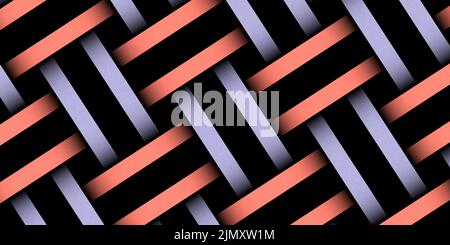 Heller mehrfarbiger Korbhintergrund. Geometrisches Nahtmuster. Abstrakte psychedelisch Illustration. 3D Rendern Stockfoto