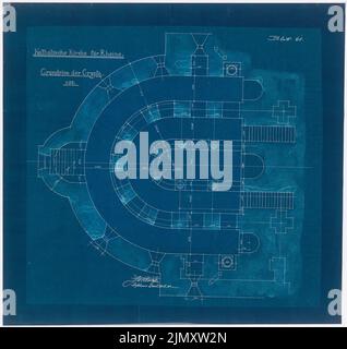 Klomp Johannes Franziskus (1865-1946), St. Antonius von Padua, Rheine (05,1901): Grundriß der Krypta 1:50. Blaupause auf Papier, 64 x 67,9 cm (einschließlich Scankanten) Stockfoto