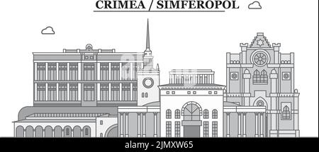 Russland, Simferopol Stadt Skyline isoliert Vektor-Illustration, Symbole Stock Vektor