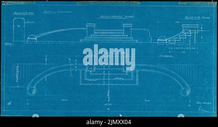 Encke Friedrich August (1861-1931), Treppe (11,1912): Grundriß, Ansicht und Schnitt 1:20. Blaupause auf Papier, 35,8 x 66,3 cm (einschließlich Scankanten) Stockfoto