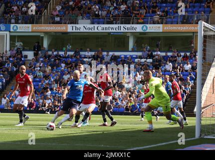 Peterborough, Großbritannien. 06. August 2022. Jack Marriott (PU) beim Peterborough United gegen Morecambe, EFL League One Match, im Weston Homes Stadium, Peterborough, Cambridgeshire. Kredit: Paul Marriott/Alamy Live Nachrichten Stockfoto