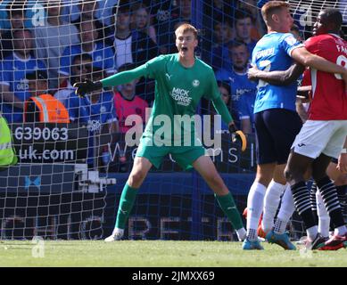 Peterborough, Großbritannien. 06. August 2022. Lucas Bergstrom (PU) beim Spiel Peterborough United gegen Morecambe, EFL League One, im Weston Homes Stadium, Peterborough, Cambridgeshire. Kredit: Paul Marriott/Alamy Live Nachrichten Stockfoto