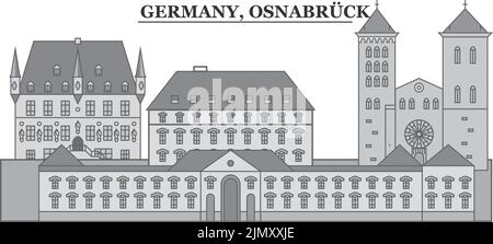 Deutschland, Skyline von Osnabrück isolierte Vektorgrafik, Ikonen Stock Vektor