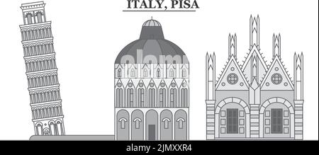 Italien, Pisa City Skyline isoliert Vektor-Illustration, Symbole Stock Vektor