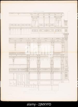 Langhans Carl Ferdinand (1782-1869), Stadttheater Leipzig, Berlin 1870 (1870-1870): Ansicht, Detail. Stich auf Papier, 59,4 x 45,7 cm (einschließlich Scankanten) Stockfoto