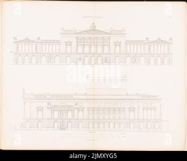 Langhans Carl Ferdinand (1782-1869), Stadttheater Leipzig, Berlin 1870 (1870-1870): Blick von vorne, Seitenansicht. Stich auf Papier, 45,6 x 56,5 cm (einschließlich Scankanten) Stockfoto