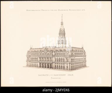 Raschdorff Julius (1823-1914), hervorragende Projekte für das Hamburger Rathaus 1876 (1876-1876): Perspektivenansicht. Leichter Druck auf Papier, 35,1 x 44,8 cm (einschließlich Scankanten) Stockfoto