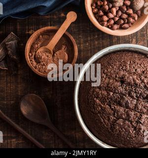 Leckere Schokoladenkuchen Zusammensetzung Stockfoto