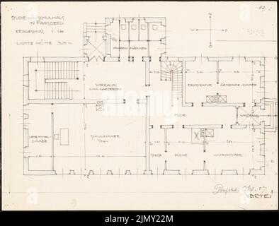 Rüster Emil (1883-1949), Schulhaus in Parsberg (10,1907): Grundriss EG 1: 100. Tuser und Bleistift Aquarell auf Papier, 22,5 x 29,6 cm (einschließlich Scankanten) Stockfoto