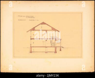 Rüster Emil (1883-1949), Schulgebäude in Parsberg (1907): Querschnitt 1: 100. Bleistift wasserfarbig bis transparent, 35,6 x 46,5 cm (einschließlich Scankanten) Stockfoto