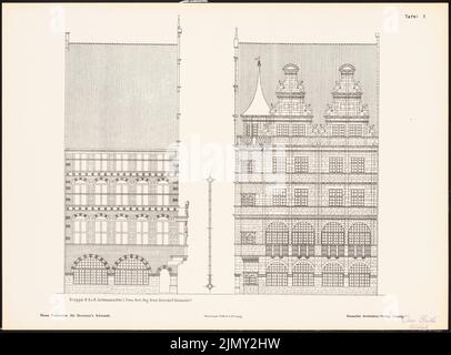 Ostendorf Friedrich (1871-1915), neue Fassaden für die Bremer Altstadt. Ergebnis von d. Wettbewerbe d. Verein von Bentheim in Bremen, edit. v. Richard Landé, Leipzig (ohne Datum): Seitenansichten. Drucken auf Papier, 35,5 x 48,1 cm (einschließlich Scankanten) Stockfoto