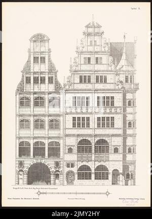 Ostendorf Friedrich (1871-1915), neue Fassaden für die Bremer Altstadt. Ergebnis von d. Wettbewerbe d. Verein von Bentheim in Bremen, edit. v. Richard Landé, Leipzig (ohne Datum): Views. Druck auf Papier, 48,6 x 35,5 cm (einschließlich Scankanten) Stockfoto