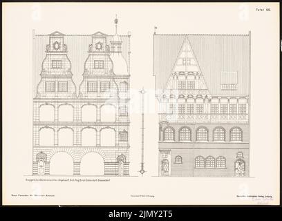 Ostendorf Friedrich (1871-1915), neue Fassaden für die Bremer Altstadt. Ergebnis von d. Wettbewerbe d. Verein von Bentheim in Bremen, edit. v. Richard Landé, Leipzig (ohne Datum): Seitenansichten. Drucken auf Papier, 35,5 x 48,4 cm (einschließlich Scankanten) Stockfoto