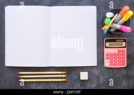 Notebook-Rechner Schreibwaren Tafel Stockfoto