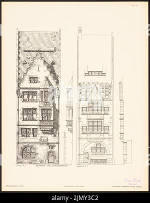 Roth Karl, Vorbilder für Hausfronten an der Kölner Rheinuferstraße. Das Ergebnis d. Wettbewerb, beworbene d. Stadt Köln, Schnitt. v. Richard Landé, Le (1901-1901): Ansichten, Details. Druck auf Papier, 43,2 x 33,5 cm (einschließlich Scankanten) Stockfoto