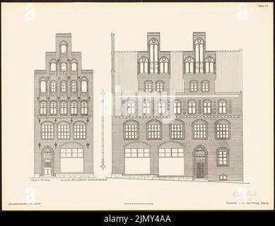 Sackur Walther (geb. 1871), Fassadenentwürfe für Lübeck. Das Ergebnis d. Wettbewerb, beworbene d. Verein der Lübecker Kunstliebhaber, edit. v. Richard Landé, Leipzig 1 (1901-1901): Views. Druck auf Papier, 32,8 x 42,6 cm (einschließlich Scankanten) Stockfoto