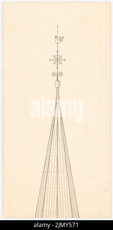 Klomp Johannes Franziskus (1865-1946), Paulus-Kirche und Pfarrhaus, Nowy Bytom (ehemalige Friedenshütte) (1910-1911): Turmspitze. Tinte auf Karton, 40,7 x 21 cm (einschließlich Scankanten) Stockfoto