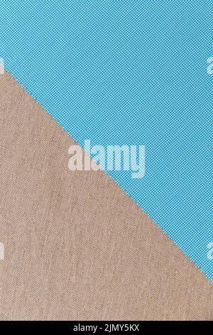 High angle view blau Stoff Material unifarbenes Textil Stockfoto