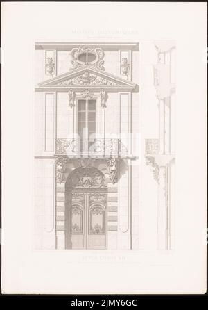 N.N., Hôtel, Rue St.-Louis-en-l'ile, Paris. (Aus: Motifs historiques d´Architecture et de sculpture d´ornement, hrsg. v. César Daly, Vol. Stich auf Papier, 45,1 x 31,7 cm (inkl. Scankanten) Stockfoto