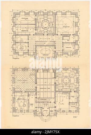 Rüster Emil (1883-1949), Villa (12,1917): Grundriss EG und OG. Tinte auf Transparent, 70,1 x 49,5 cm (einschließlich Scankanten) Stockfoto