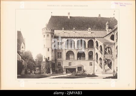 N.N., Schloss Trausnitz, Landshut. (Aus: Denkmäler der deutschen Renaissance, hrsg. K.E.O. Fritsch, 4.bd., Berlin 1891.) (1891-1891): Ansicht. Leichter Druck auf Papier, 31 x 46,8 cm (einschließlich Scankanten) Stockfoto
