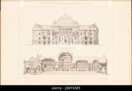 Hallier & Fitschen, parlamentsgebäude für den Deutschen Reichstag in Berlin 1882. (Aus: Rapporfolder mit ausgezeichneten Wettbewerbsdesigns H. 6, Aufl. x 46,4 cm (inkl. Kanten scannen) Stockfoto