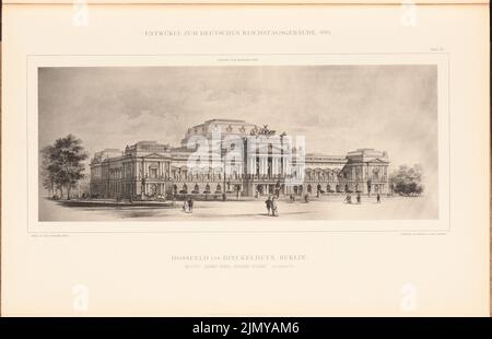 Hoßfeld & Hinckeldeyn, parlamentsgebäude für den Deutschen Reichstag in Berlin 1882. (Aus: Sammelmappe mit ausgezeichneten Wettbewerbsdesigns H. 6, Aufl. 46,3 cm (einschließlich Scankanten) Stockfoto