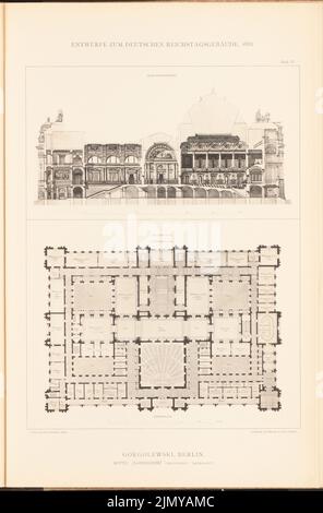 Gorgolewski Zygmunt (1845-1903), parlamentsgebäude für den Deutschen Reichstag in Berlin 1882. (Aus: Ordner mit ausgezeichneten Wettbewerbsdesigns H. 6, Aufl. 46,6 x 30,7 cm (einschließlich Scankanten) Stockfoto