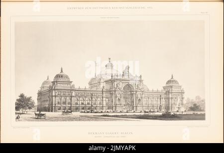 Eggert Hermann (1844-1920), Parlamentsgebäude für den Deutschen Reichstag in Berlin 1882. (Aus: Sammelmappe mit hervorragenden Wettbewerbsdesigns H. 6, Aufl. 29,7 x 46,2 cm (einschließlich Scankanten) Stockfoto