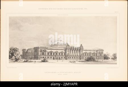 Giesenberg & Stöckhardt, parlamentsgebäude für den Deutschen Reichstag in Berlin 1882. (Aus: Sammelmappe mit ausgezeichneten Wettbewerbsdesigns H. 6, Aufl. 46,3 cm (einschließlich Scankanten) Stockfoto