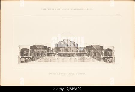 Hartel & Lipsius, Parlamentsgebäude für den Deutschen Reichstag in Berlin 1882. (Aus: Sammelmappe mit hervorragenden Wettbewerbsdesigns H. 6, hrsg. cm (inkl. Kanten scannen) Stockfoto