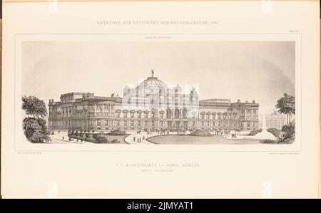 Raschdorff Julius, Raschdorff Otto, parlamentsgebäude für den Deutschen Reichstag in Berlin 1882. (Aus: Sammelmappe mit hervorragenden Wettbewerbsdesigns H. 6, Aufl. 7 x 46,4 cm (einschließlich Scankanten) Stockfoto