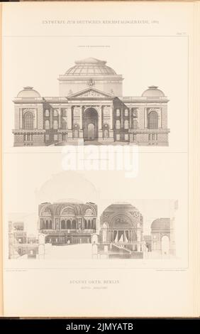 Orth August (1828-1901), Parlamentsgebäude für den Deutschen Reichstag in Berlin 1882. (Aus: Sammelmappe mit ausgezeichneten Wettbewerbsdesigns H. 6, Aufl. Papier, 46,7 x 29,3 cm (einschließlich Scankanten) Stockfoto