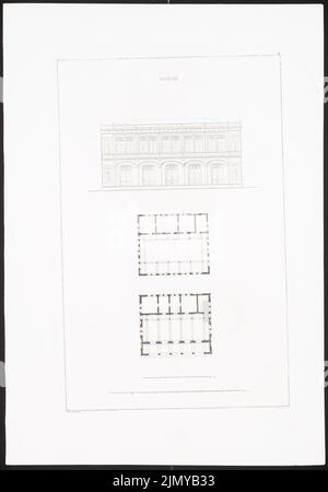 Knoblauch Eduard (1801-1865), Börse. (Aus: Architekturentwürfe aus der Sammlung des Architekturvereins Berlin, H.1 U.2, Potsdam 1837.) (1837-1837): Grundrisse, Blick. Stich auf Papier, 49,3 x 34,4 cm (einschließlich Scankanten) Stockfoto