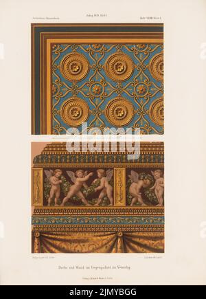 Ziller Hermann (1843-1915), Decke und Wand im Dogenpalast, Venedig (aus: Architectural Sketchbook, H. 148/1, 1878.) (1878-1878): Innenansicht. Lithographie auf Papier, 34,7 x 25,1 cm (einschließlich Scankanten) Stockfoto