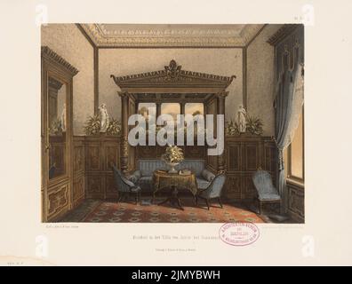 Arnim Ferdinand von (1814-1866), Boudoir in der Villa Arnim, Potsdam. (Aus: Architectural Sketchbook, H. 68/3, 1864.) (1864-1864): Perspektivische Innenansicht. Lithographie auf Papier, 25,2 x 33,3 cm (einschließlich Scankanten) Stockfoto