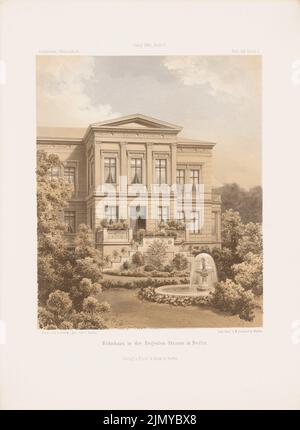 Arnim Ferdinand von (1814-1866), Wohnhaus Regentenstraße, Berlin. (Aus: Architectural Sketchbook, H. 70/5, 1864.) (1864-1864): Perspektivische Ansicht. Lithographie auf Papier, 35,3 x 25,8 cm (einschließlich Scankanten) Stockfoto